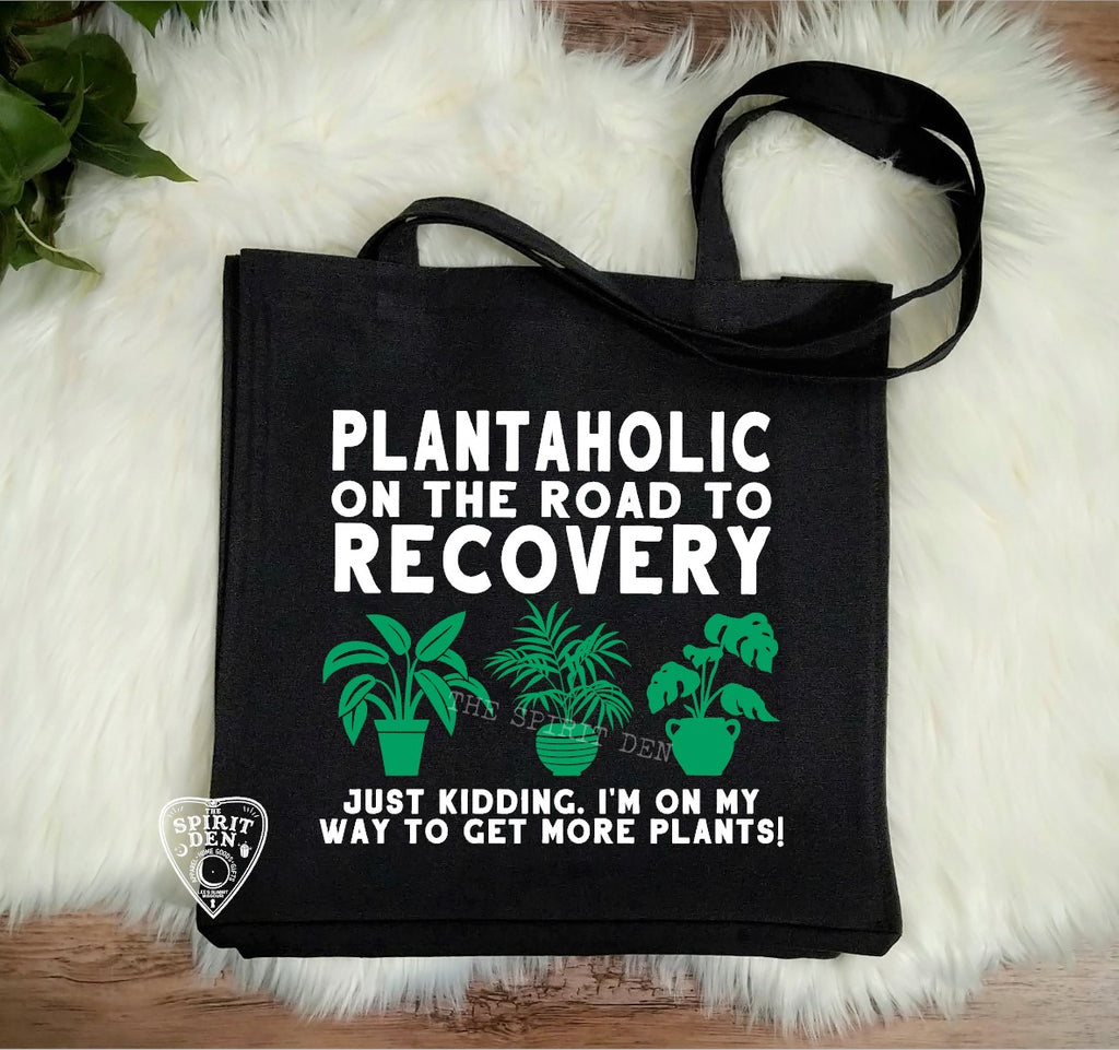 Plantaholic On The Road To Recovery Black Cotton Canvas Market Tote Bag