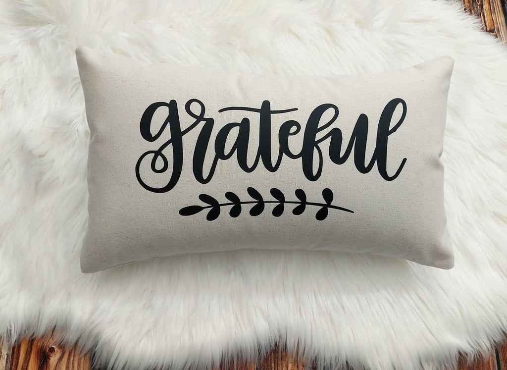 Grateful Cotton Canvas Lumbar Pillow - The Spirit Den