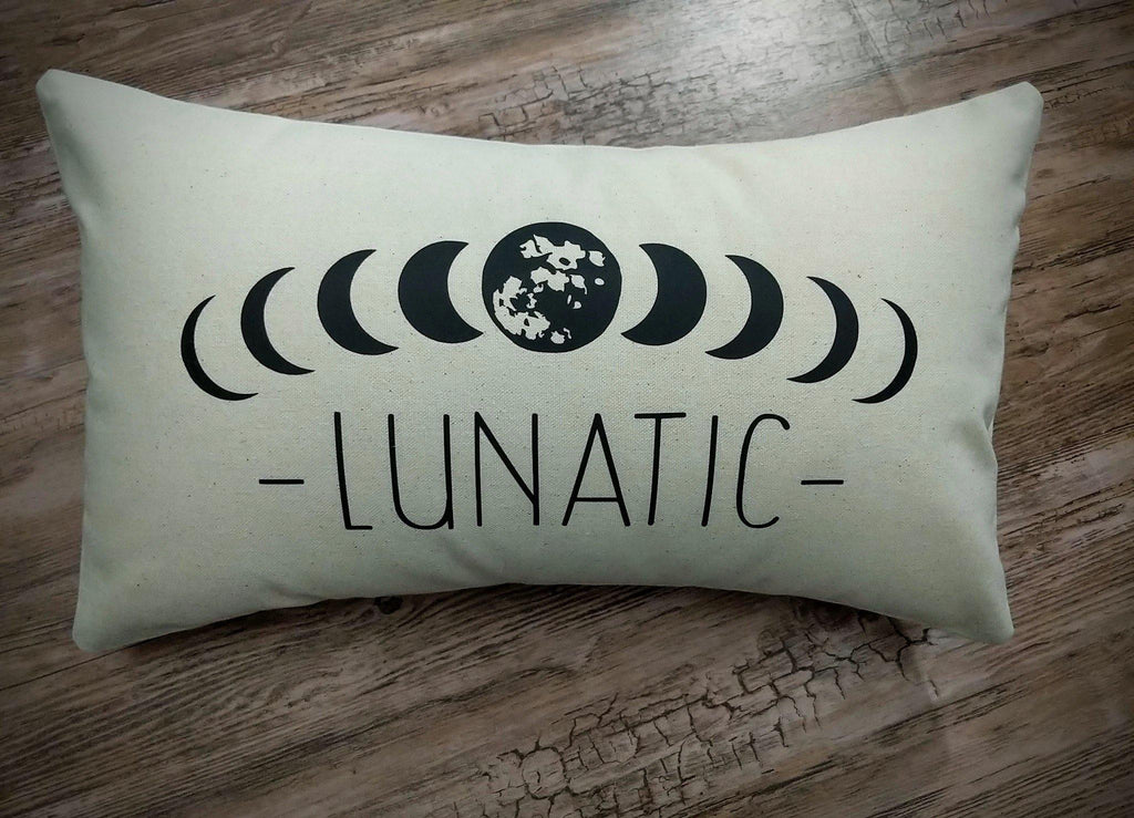 Lunatic Moon Phases Cotton Canvas Lumbar Pillow - The Spirit Den