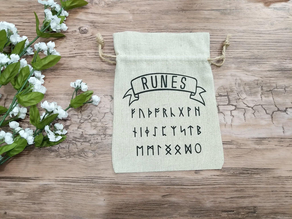 Runes Linen Bag | Runes Pouch | Runes Bag - The Spirit Den