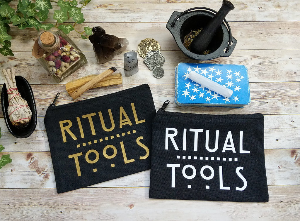 Ritual Tools (Gold) Black Canvas Zipper Bag