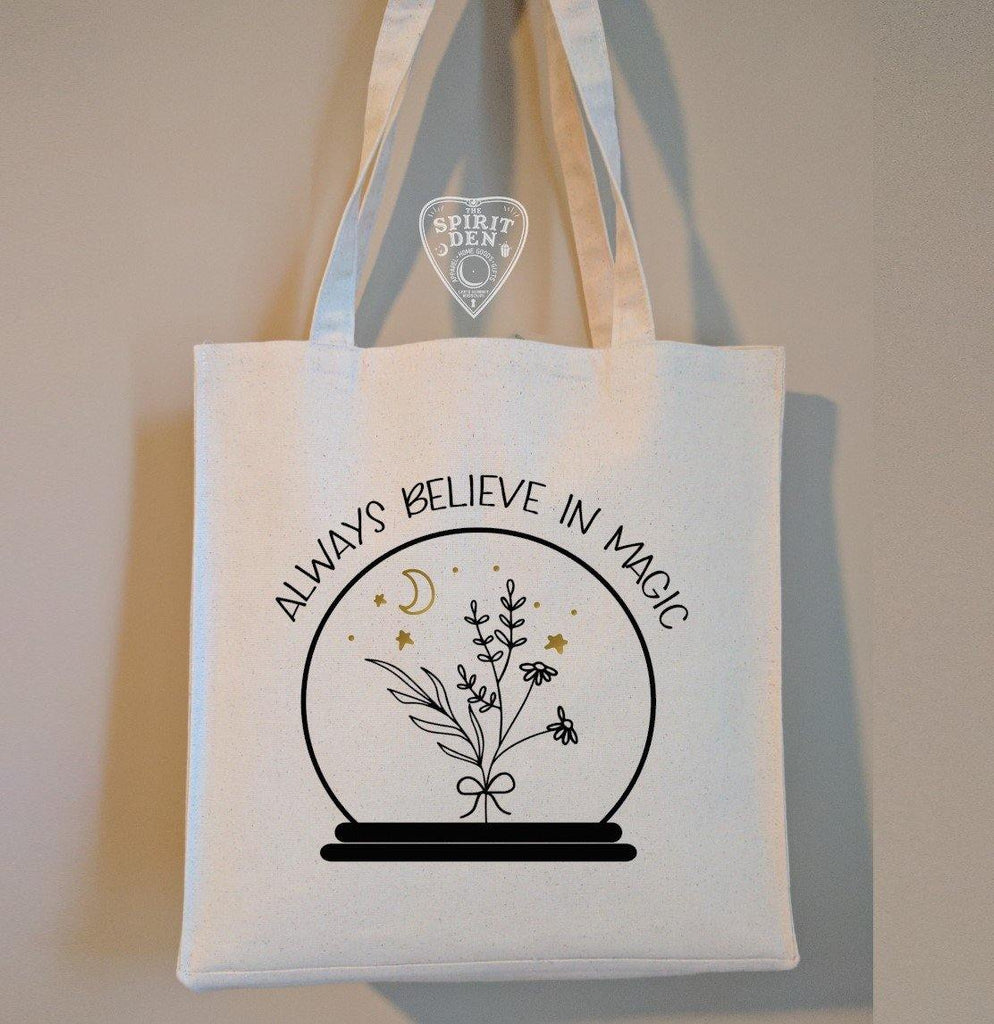 Always Believe In Magic Crystal Ball Cotton Canvas Market Bag - The Spirit Den