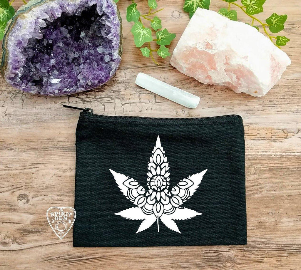 Cannabis Leaf Mandala Black Zipper Bag - The Spirit Den