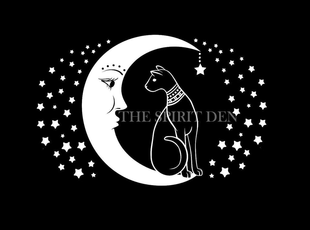 Cat And The Moon T-Shirt Extended Sizes - The Spirit Den