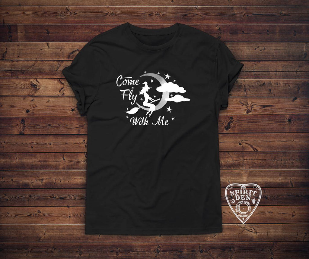 Come Fly With Me Cute Witch T-shirt - The Spirit Den