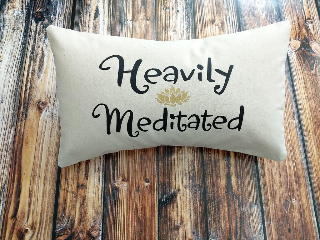 Heavily Meditated Cotton Canvas Lumbar Pillow - The Spirit Den