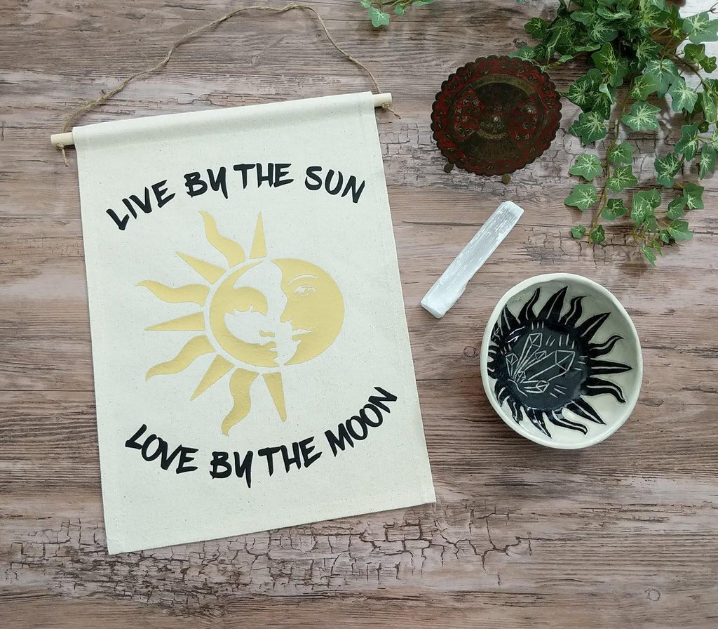 Live by the Sun Love by the Moon Cotton Canvas Wall Banner - The Spirit Den
