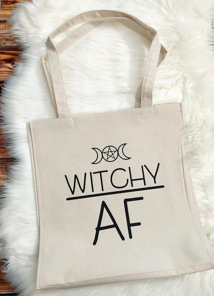 Witchy AF Cotton Canvas Market Tote Bag - The Spirit Den