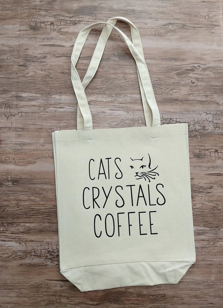 Cats Crystals Coffee Cotton Canvas Market Bag - The Spirit Den