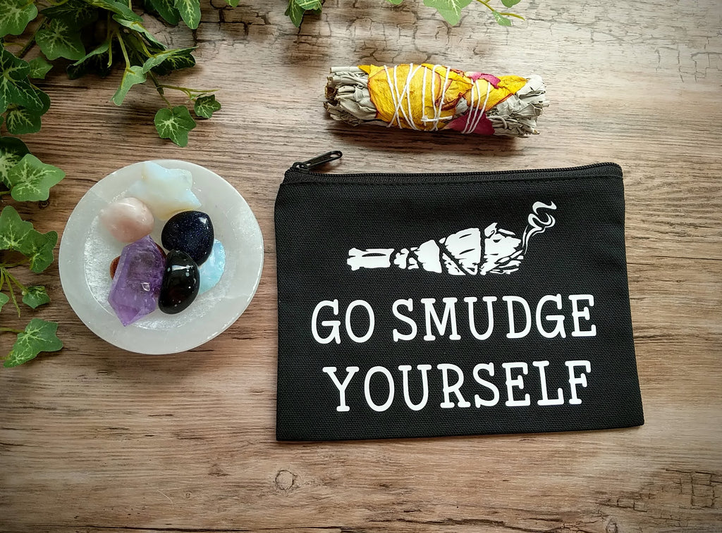 Go Smudge Yourself Sage Bundle Black Zipper Bag