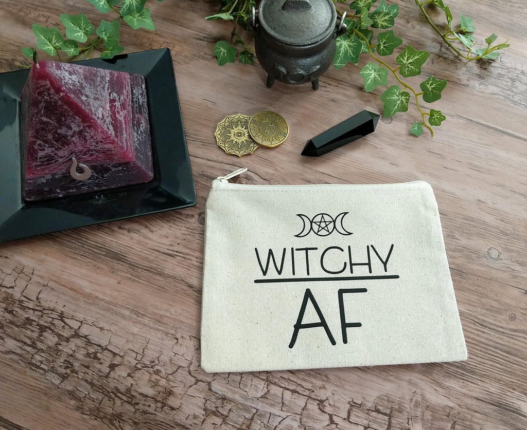Witchy AF Canvas Zipper Bag - The Spirit Den