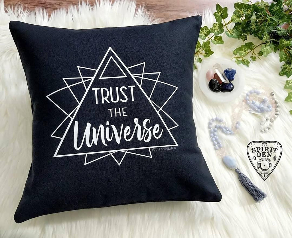 Trust The Universe Black Pillow - The Spirit Den