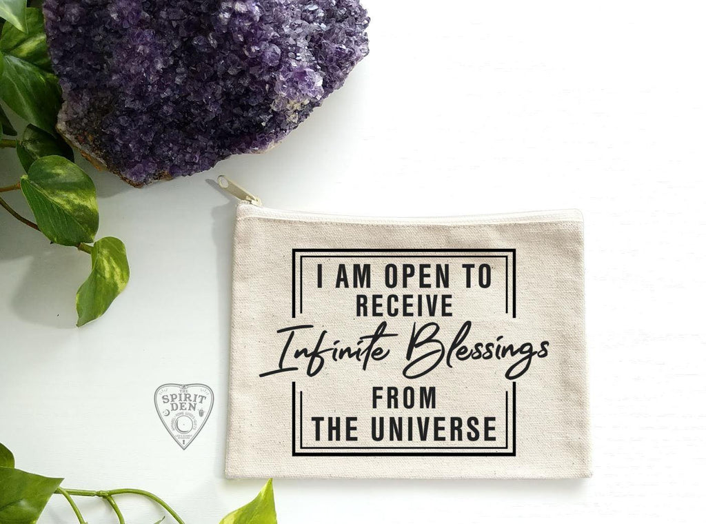 I Am Open To Receive Infinite Blessings From The Universe Canvas Zipper Bag - The Spirit Den