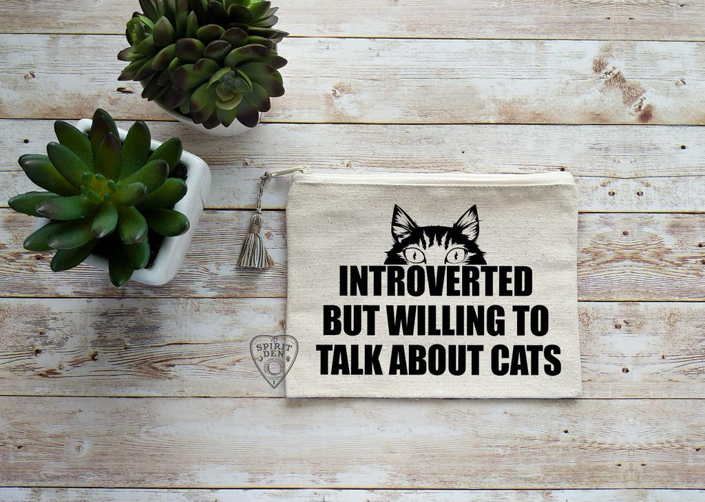 Introverted But Willing To Talk About Cats Canvas Zipper Bag - The Spirit Den