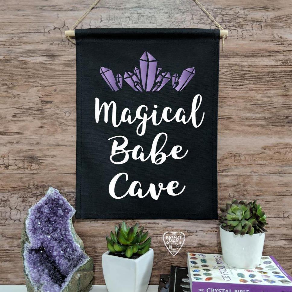Magical Babe Cave Black Canvas Wall Banner - The Spirit Den