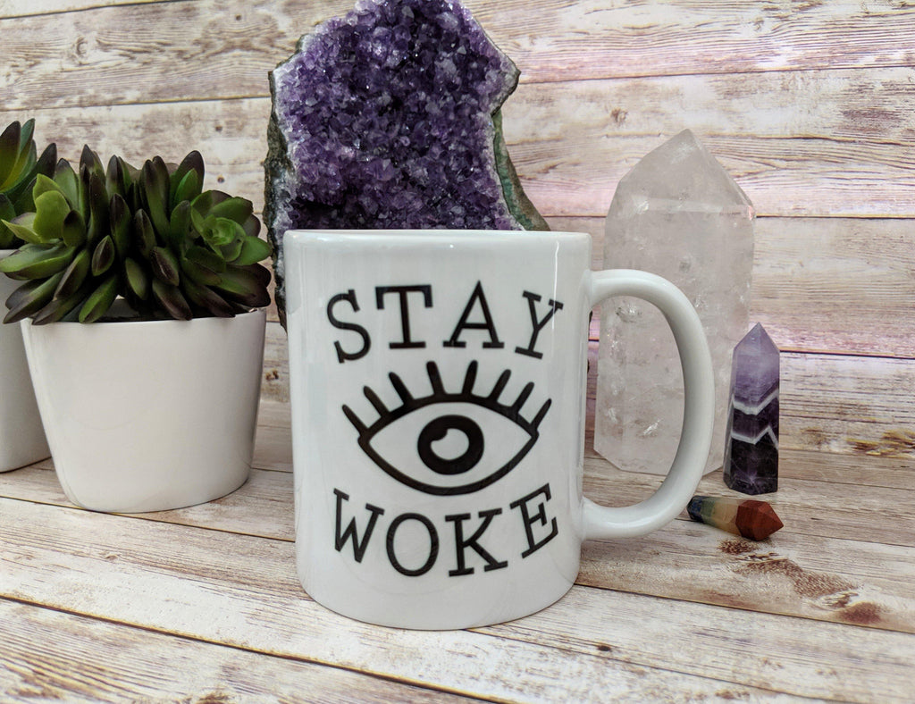 Stay Woke Eye White Mug - The Spirit Den