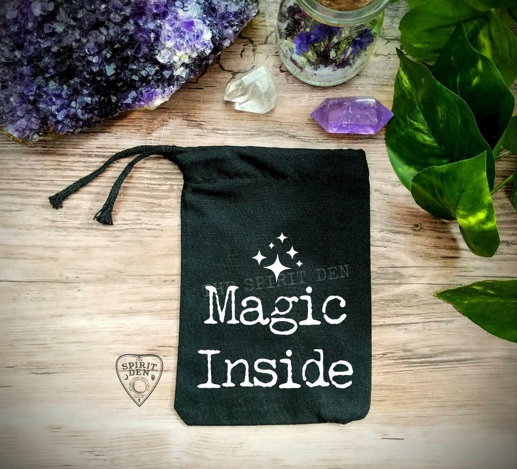 Magic Inside Black Single Drawstring Bag - The Spirit Den