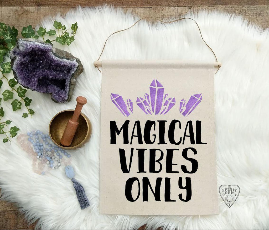 Magical Vibes Only Purple Crystals Canvas Wall Banner - The Spirit Den