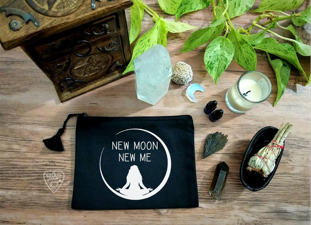 New Moon New Me Goddess Black Canvas Zipper Bag - The Spirit Den