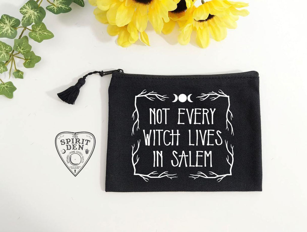 Not Every Witch Lives In Salem Black Canvas Zipper Bag - The Spirit Den
