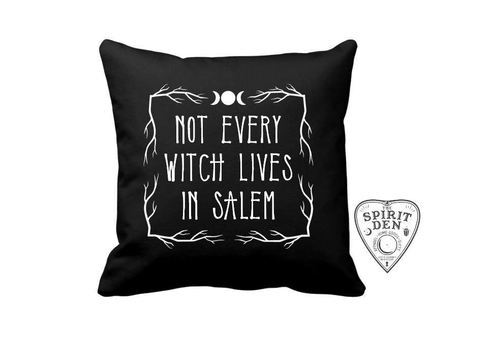 Not Every Witch Lives In Salem Black Pillow | Pillow Cover - The Spirit Den