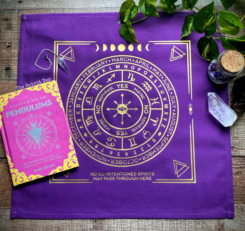 Pendulum | Divination Map | Purple Cloth (Gold Design) - The Spirit Den