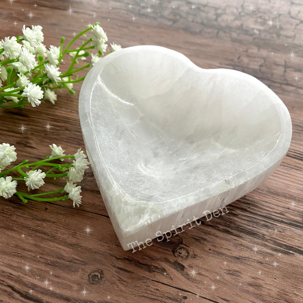 White Selenite Heart Bowl