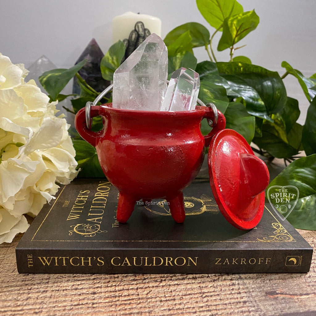 Red Cast Iron Cauldron - The Spirit Den