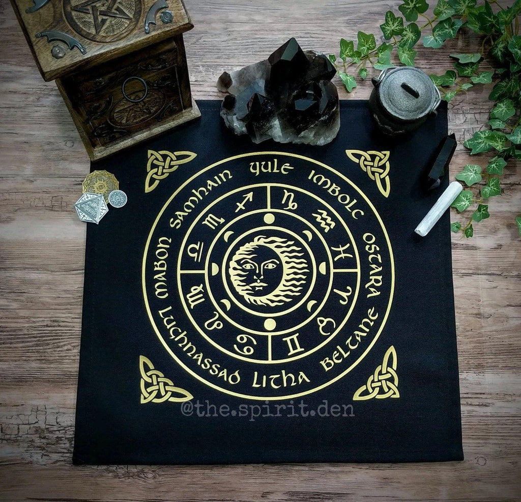 Wheel of the Year (Gold) Altar Cloth - The Spirit Den