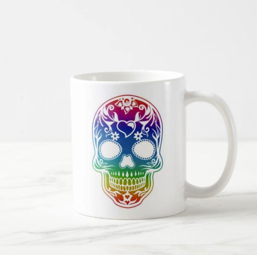 Rainbow Sugar Skull White Mug - The Spirit Den