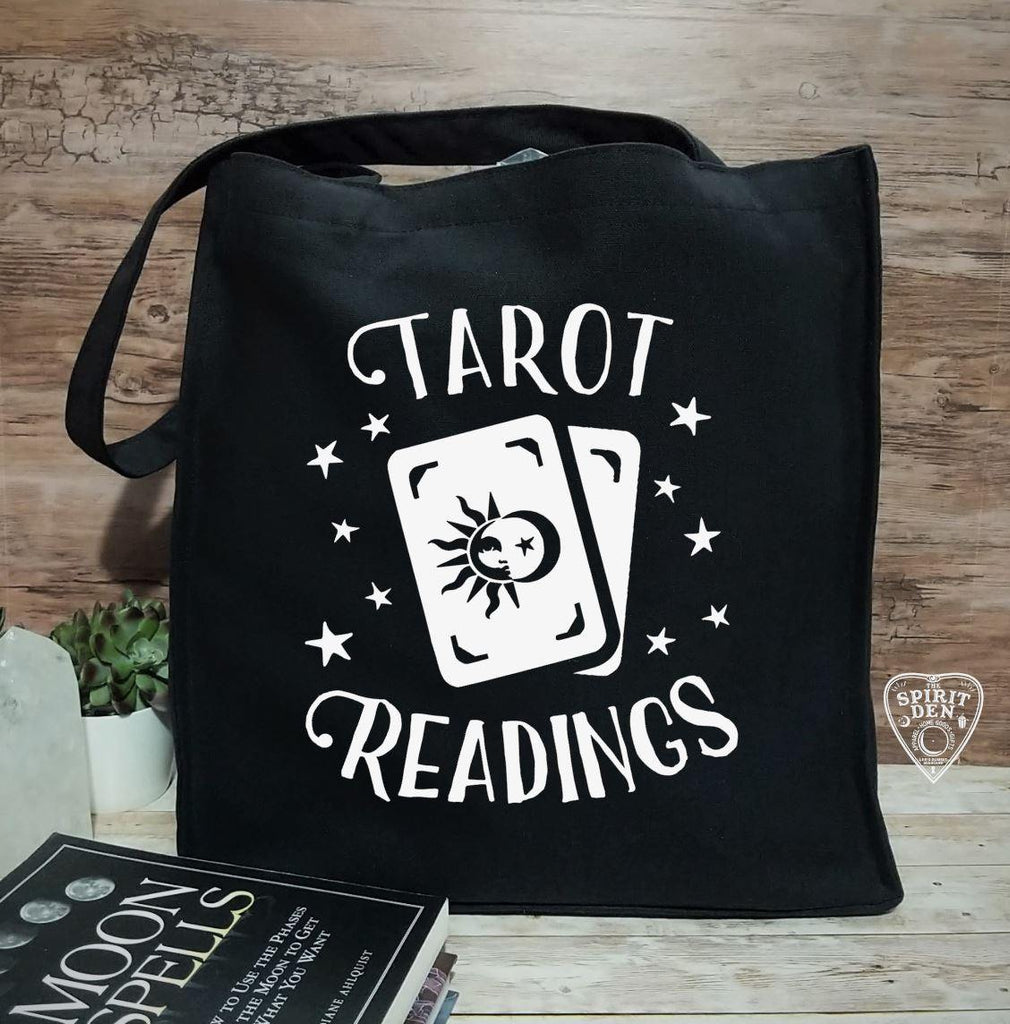 Tarot Readings Black Cotton Canvas Market Tote Bag - The Spirit Den