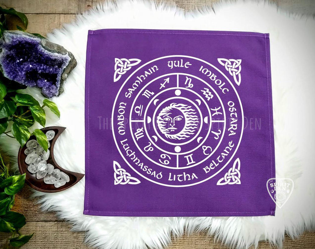 Wheel of the Year Purple Altar/Tarot Cloth - The Spirit Den