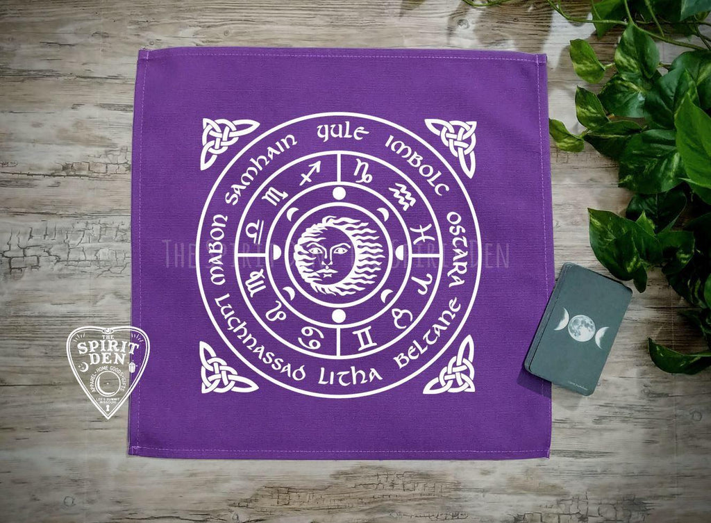 Wheel of the Year Purple Altar/Tarot Cloth - The Spirit Den