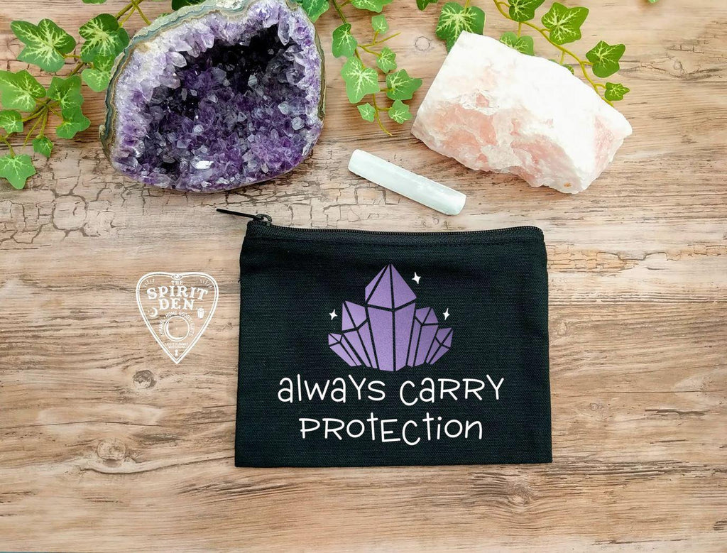 Always Carry Protection Crystals Black Zipper Bag - The Spirit Den