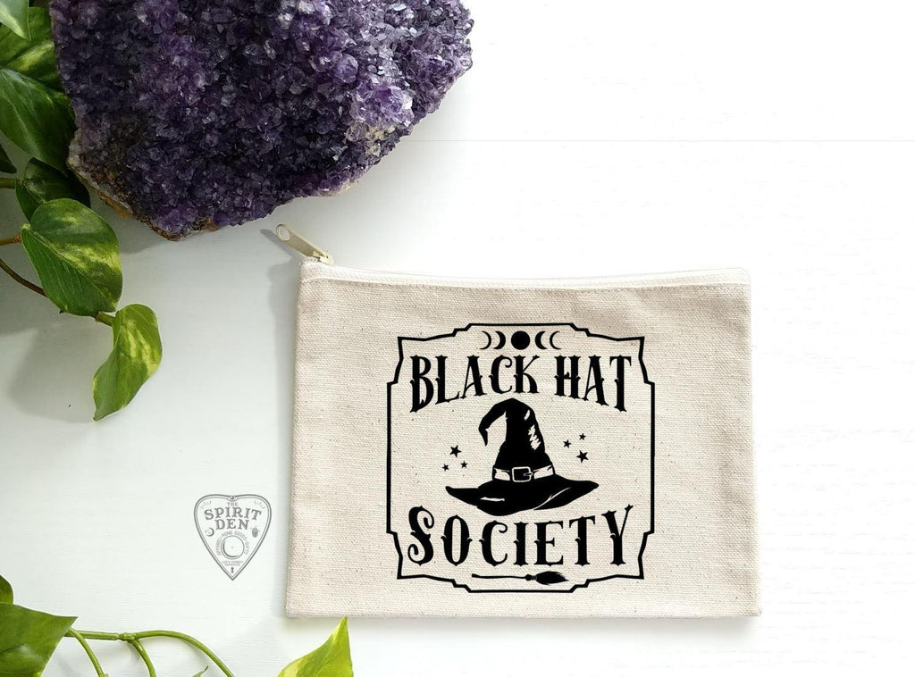 Black Hat Society Witch Hat Canvas Zipper Bag - The Spirit Den