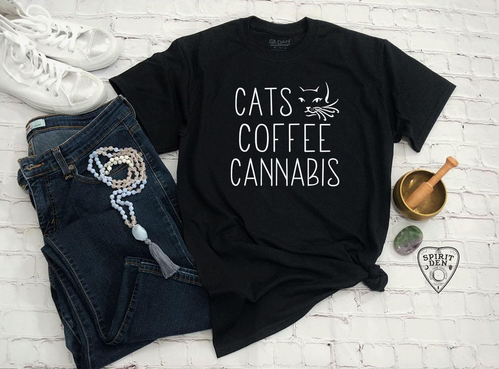 Cats Coffee Cannabis T-Shirt - The Spirit Den