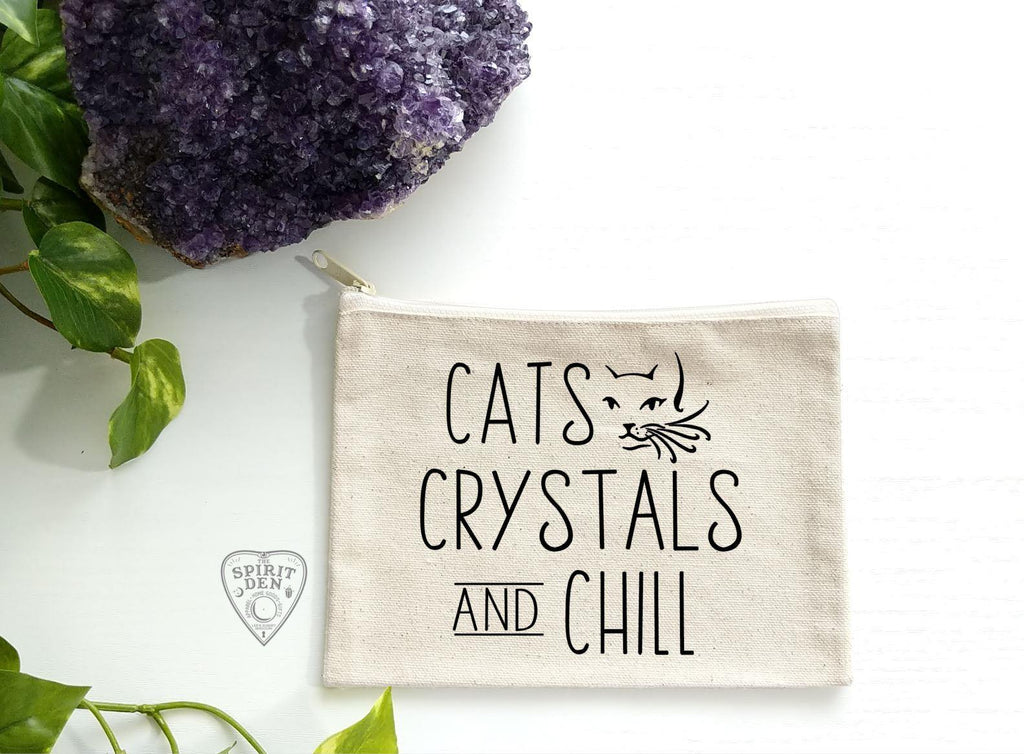 Cats Crystals And Chill Canvas Zipper Bag - The Spirit Den