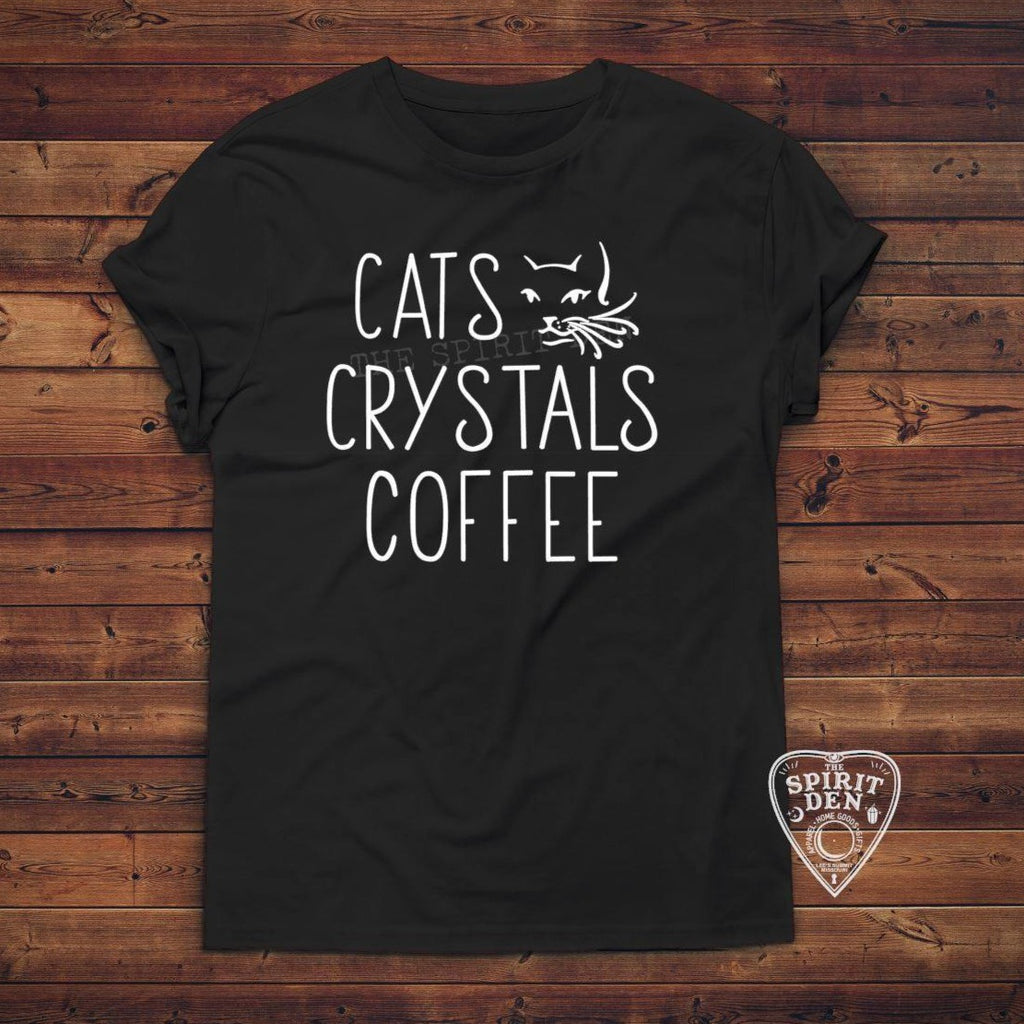 Cats Crystals Coffee T-Shirt Extended Sizes - The Spirit Den