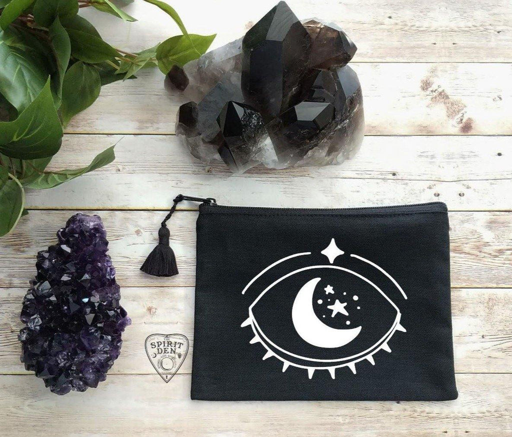 Celestial Vision Black Canvas Zipper Bag - The Spirit Den