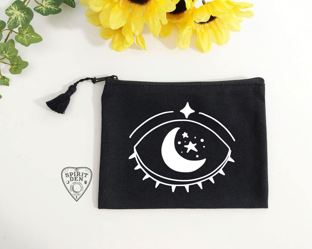 Celestial Vision Black Canvas Zipper Bag - The Spirit Den