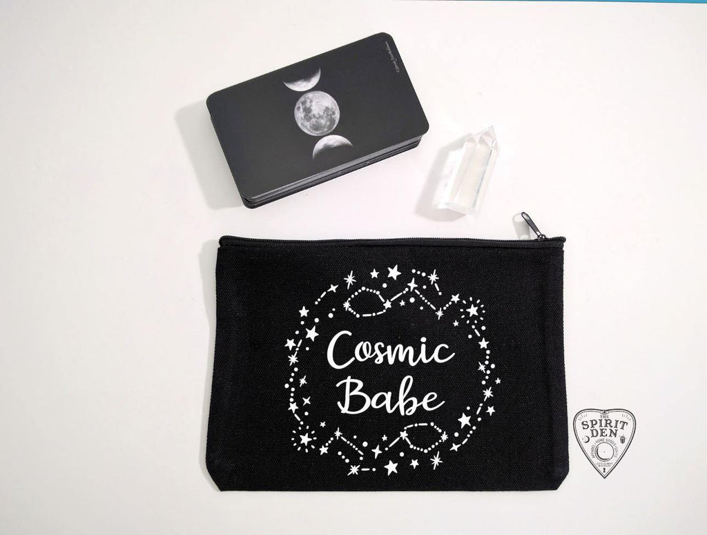 Cosmic Babe Black Zipper Bag - The Spirit Den