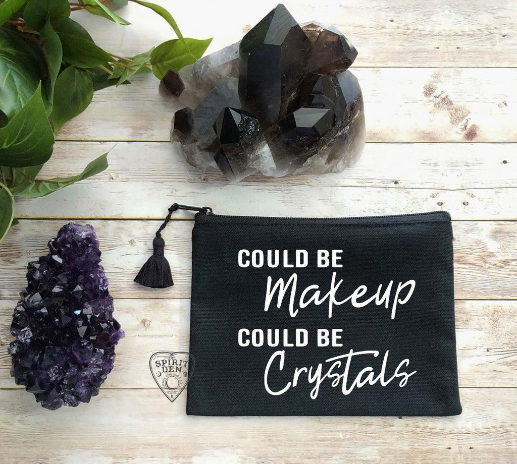 Could Be Makeup Could Be Crystals Black Zipper Bag - The Spirit Den