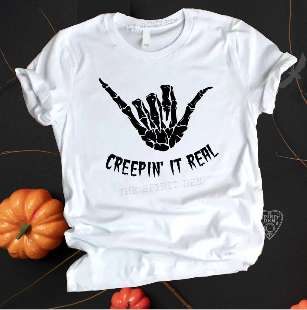 Creepin It Real Skeleton Hand White Unisex T-shirt