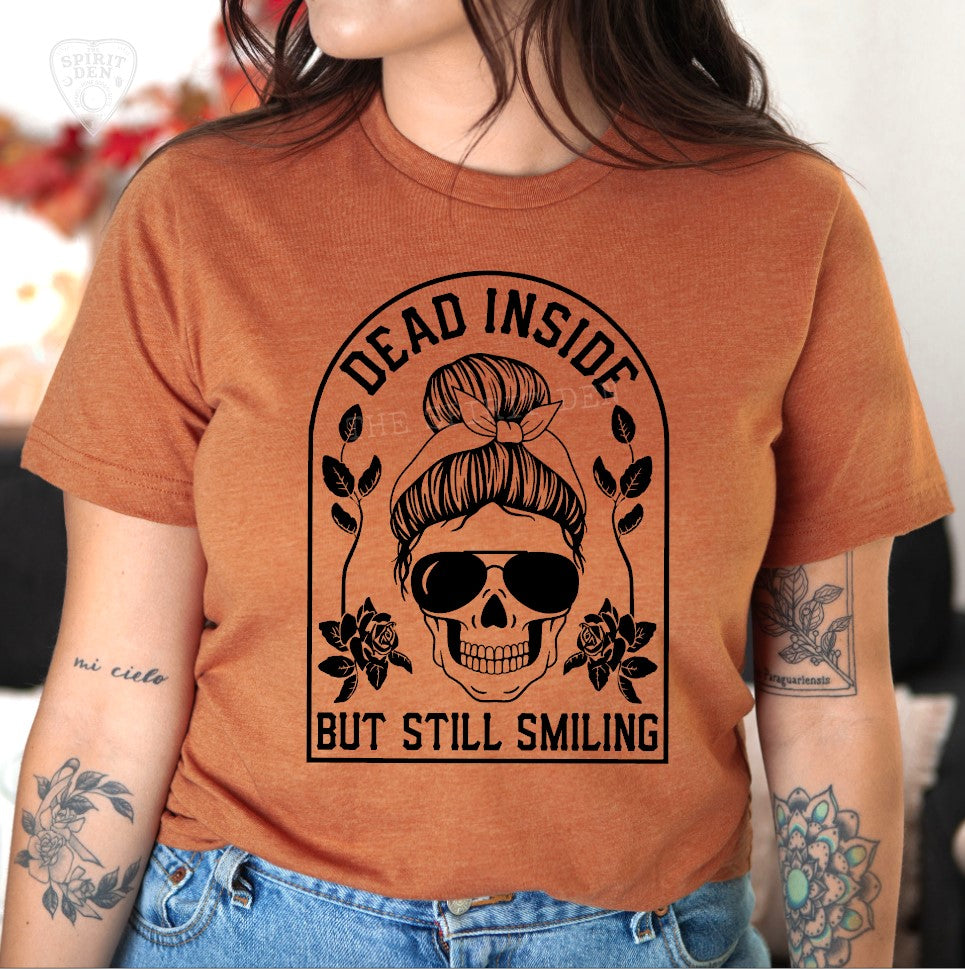 Dead Inside But Still Smiling Skull Bun Orange Unisex T-shirt