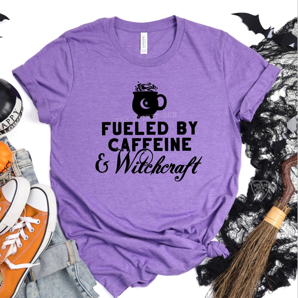 Fueled By Caffeine & Witchcraft Purple Unisex T-shirt