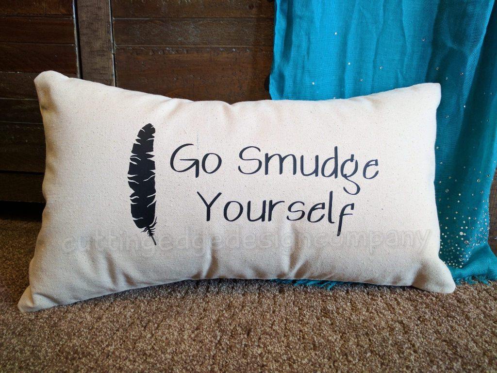 Go Smudge Yourself Cotton Canvas Lumbar Pillow 