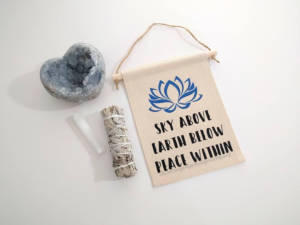 Sky Above Earth Below Peace Within Cotton Canvas Wall Banner 