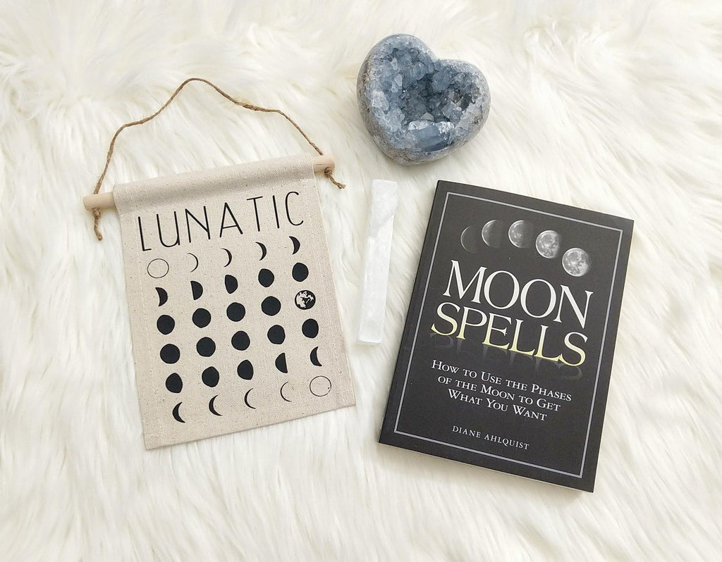 Lunatic Moon Phases Cotton Canvas Wall Decor 