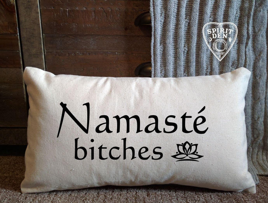 Namaste Bitches Cotton Canvas Lumbar Pillow 