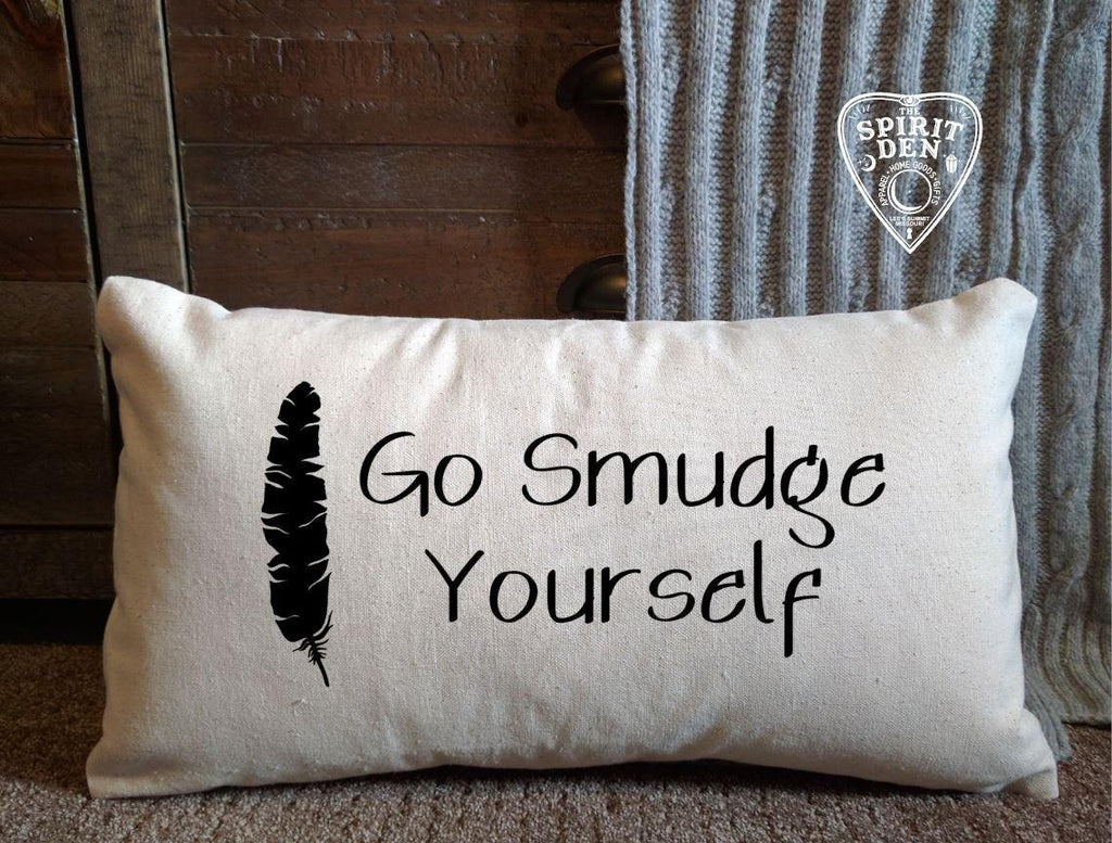 Go Smudge Yourself Cotton Canvas Lumbar Pillow 